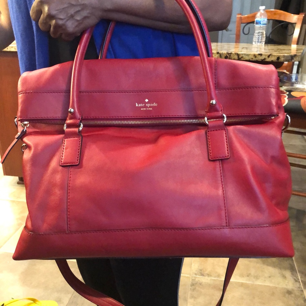 Kate Spade Red Leather Travel Bag - Picture 7 of 7